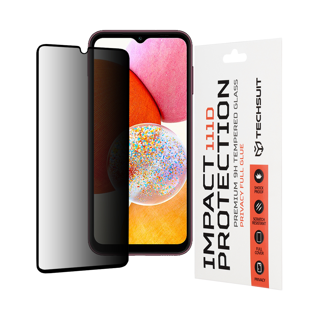 Калъф за Samsung Galaxy A14 4G / A14 5G - Techsuit 111D Privacy Full Glue - Черен