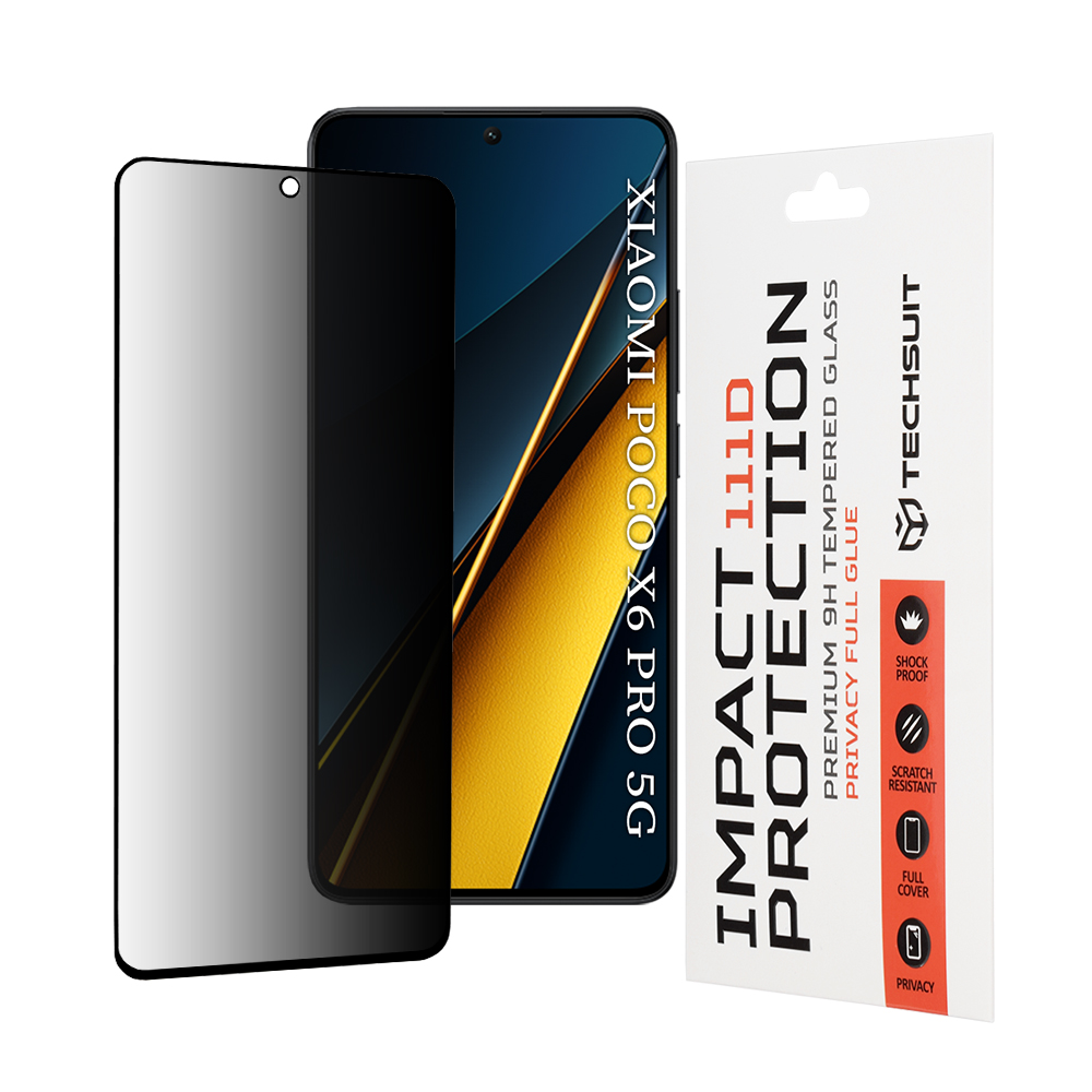 Капак за Xiaomi Poco X6 Pro - Techsuit 111D Privacy Full Glue - Черен