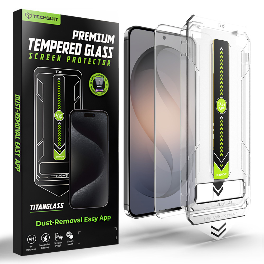 Капак за Samsung Galaxy S26 - Techsuit TitanGlass CrystalHD [съвместим с отключване с пръстов отпечатък] - Прозрачен