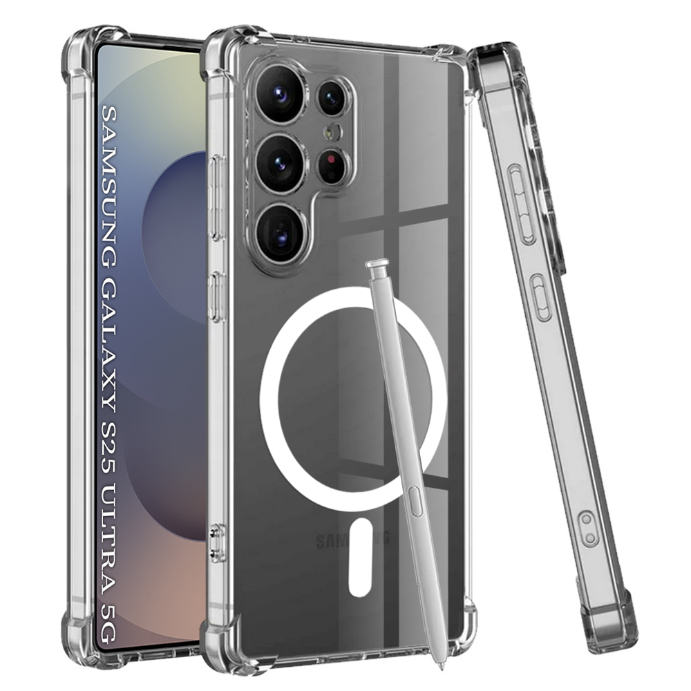 Husă Techsuit Shockproof Clear Silicone MagSafe Samsung Galaxy S25 Ultra Transparenta | fumuriu