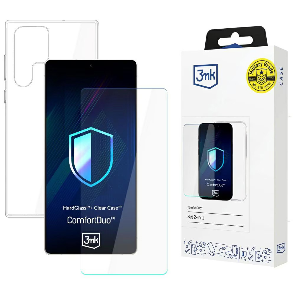 Капак за Samsung Galaxy S25 Ultra - 3mk ComfortDuo Glass + Калъф - Прозрачен