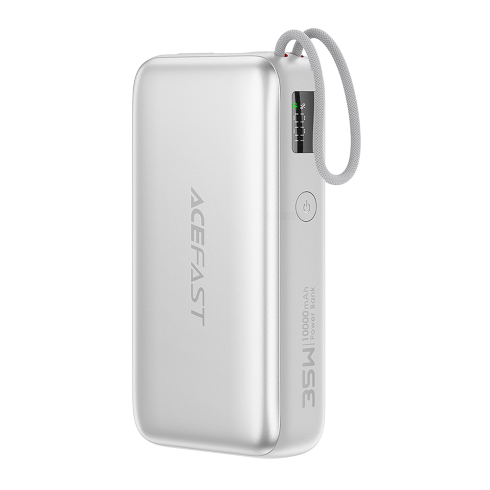 Външна батерия, USB-C, 10000mAh, 35W, кабел - Acefast (M32) - Сребриста