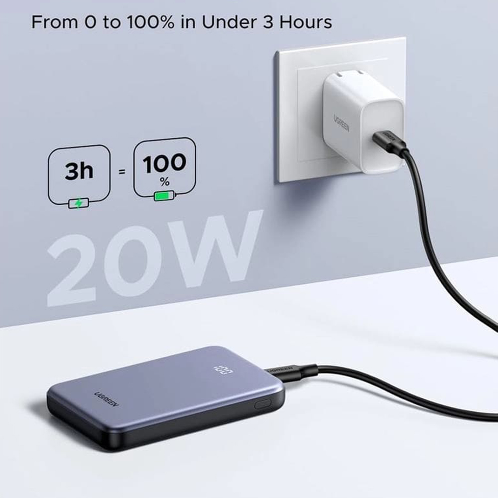Baterie Externa 10000 mAh Model PB507;75131B 1 Porturi USB USB-C Digital Display Quick Charge 22.5W Gri Ugreen - Imagine 4