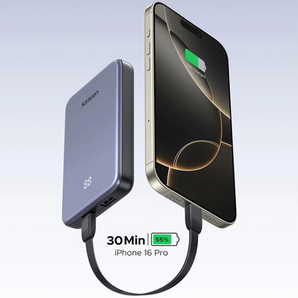 Baterie Externa 10000 mAh Model PB507;75131B 1 Porturi USB USB-C Digital Display Quick Charge 22.5W Gri Ugreen - Imagine 5