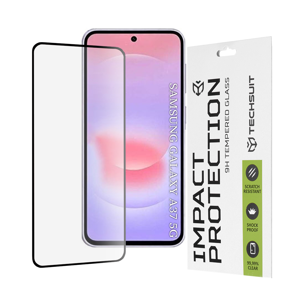 Капак за Samsung Galaxy A37 5G - Techsuit 111D Full Cover / Full Glue Glass - Черен