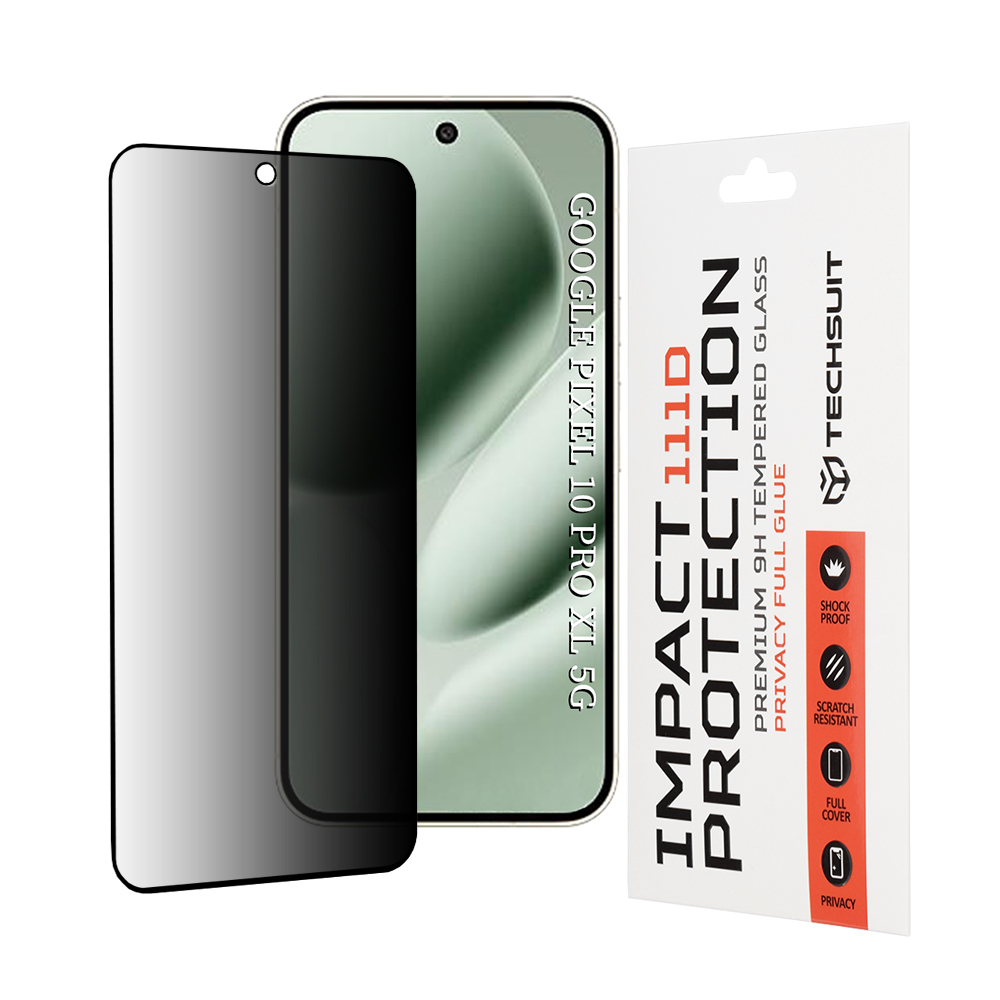 Капак за Google Pixel 10 Pro XL - Techsuit 111D Privacy Full Glue - Черен