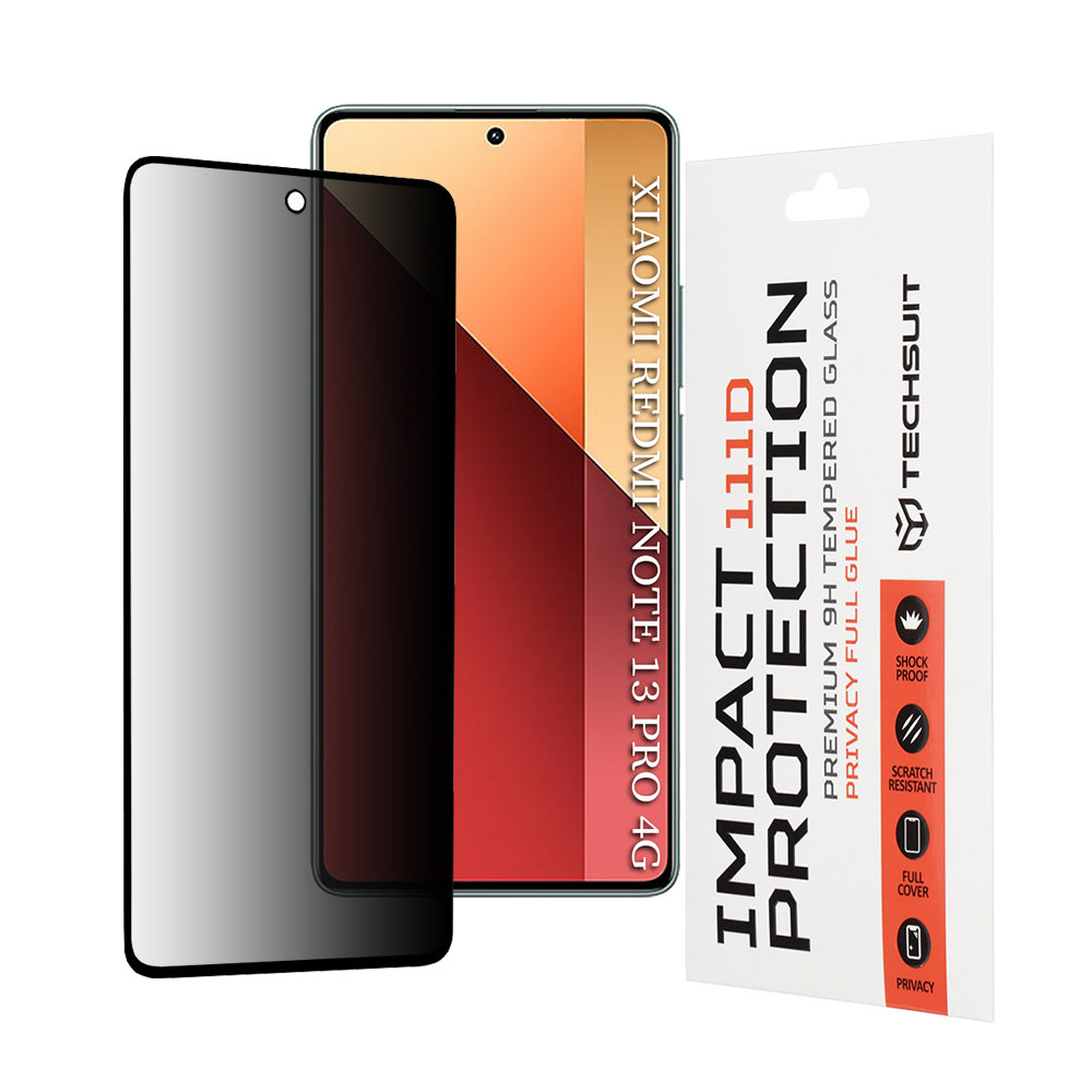 Капак за Xiaomi Redmi Note 13 Pro 4G / Poco M6 Pro 4G - Techsuit 111D Privacy Full Glue - Черен