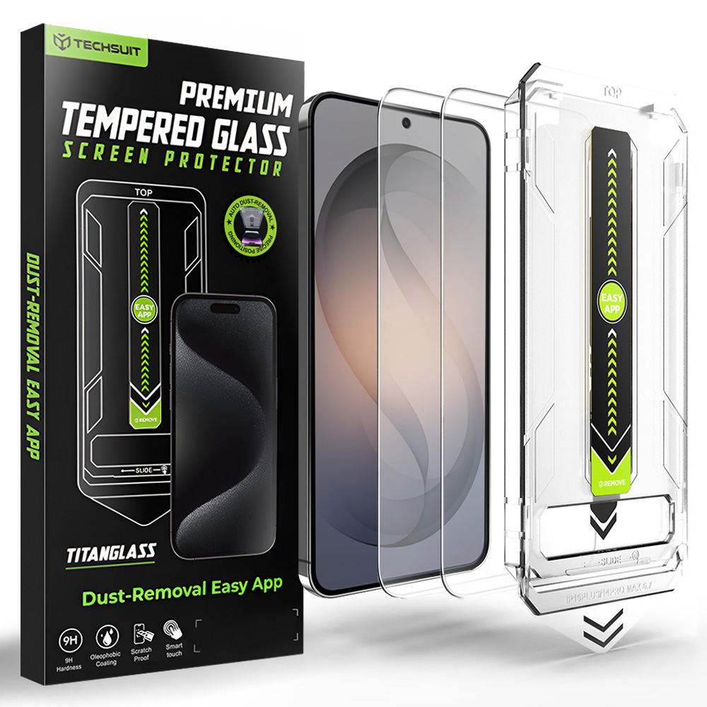 Калъф за Samsung Galaxy S26 (комплект 2) - Techsuit TitanGlass CrystalHD [съвместим с отключване с пръстов отпечатък] - Прозрачен