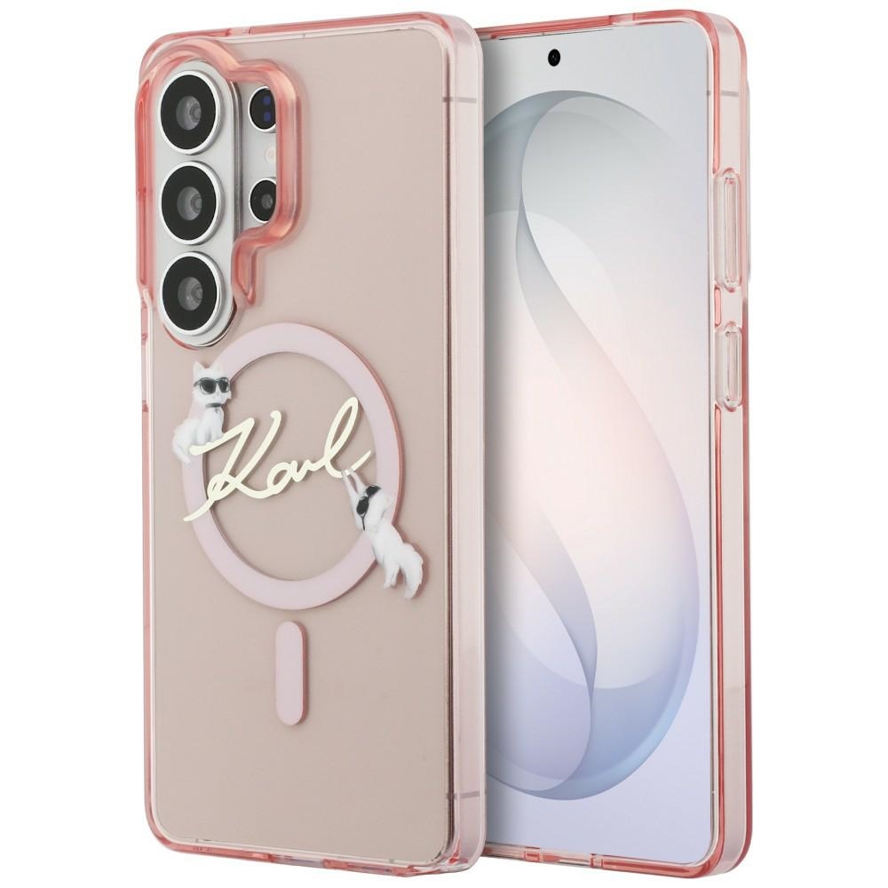 Калъф за Samsung Galaxy S26 Ultra - Karl Lagerfeld IML Choupette Karl Script Karl Script Logo MagSafe (KLHMS26L5HKHKSCAP) - Розов