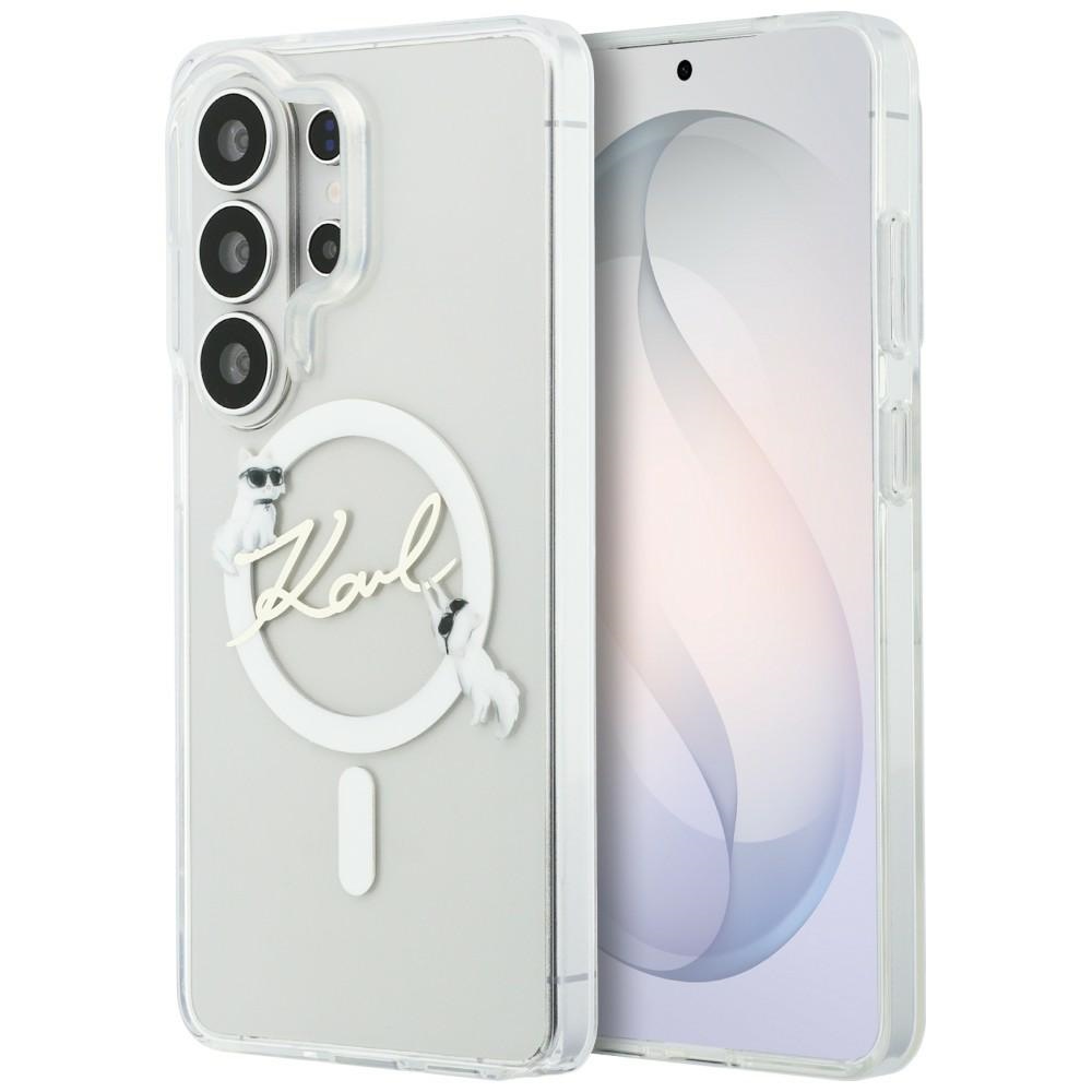 Калъф за Samsung Galaxy S26 Ultra - Karl Lagerfeld IML Choupette Karl Script Karl Script Logo MagSafe (KLHMS26L5HKSCAH) - Бял