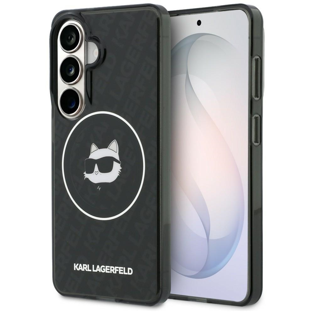 Чантичка за Samsung Galaxy S26 - Karl Lagerfeld IML Choupette Head on KL Repeated Logo MagSafe (KLHMS26SHMKBCHOK) - Черна