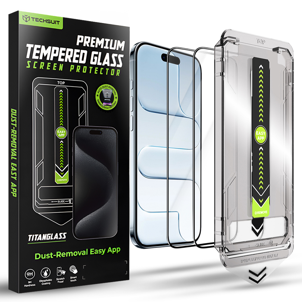Калъф за iPhone 17 Air (комплект от 2) - Techsuit TitanGlass FullCover - Черен
