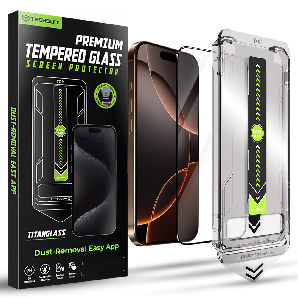 Калъф за iPhone 16 Pro / iPhone 17 - Techsuit TitanGlass FullCover - Черен