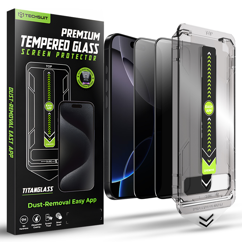 Калъф за iPhone 16 Pro Max (комплект от 2) - Techsuit TitanGlass FullCover - Поверителност