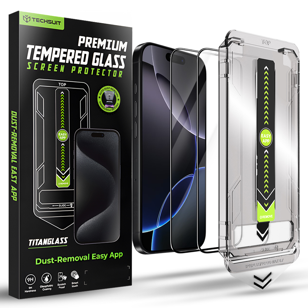 Калъф за iPhone 16 Pro Max (комплект от 2) - Techsuit TitanGlass FullCover - Черен