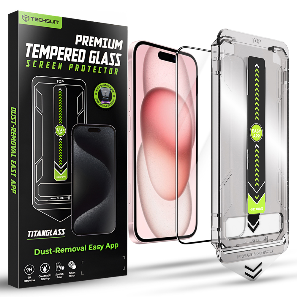Калъф за iPhone 15 / iPhone 16 - Techsuit TitanGlass FullCover - Черен