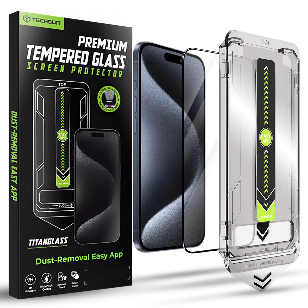 Калъф за iPhone 15 Pro - Techsuit TitanGlass FullCover - Черен