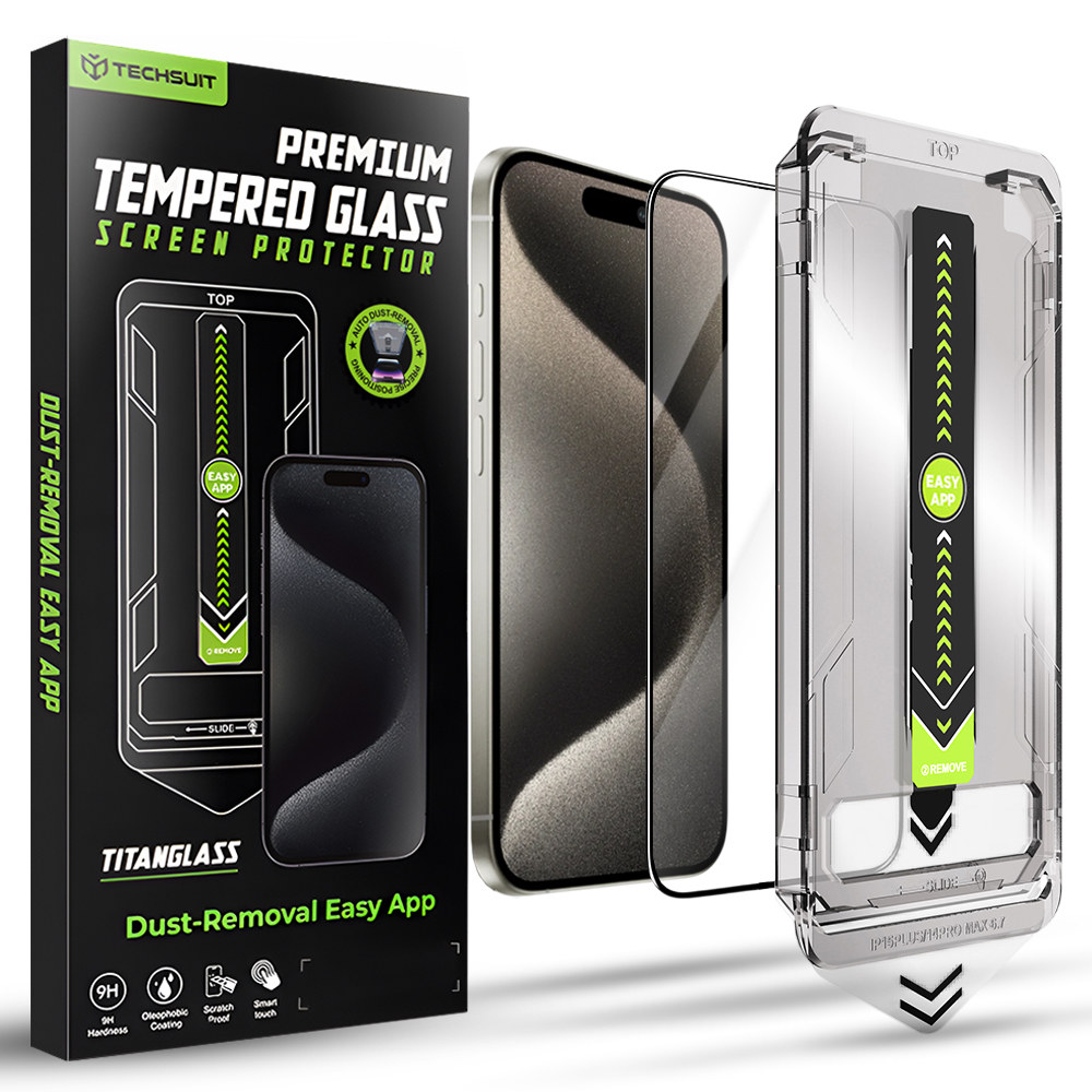 Калъф за iPhone 15 Pro Max - Techsuit TitanGlass FullCover - Черен