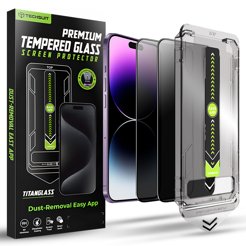 Калъф за iPhone 14 Pro Max (комплект 2) - Techsuit TitanGlass FullCover - Поверителност