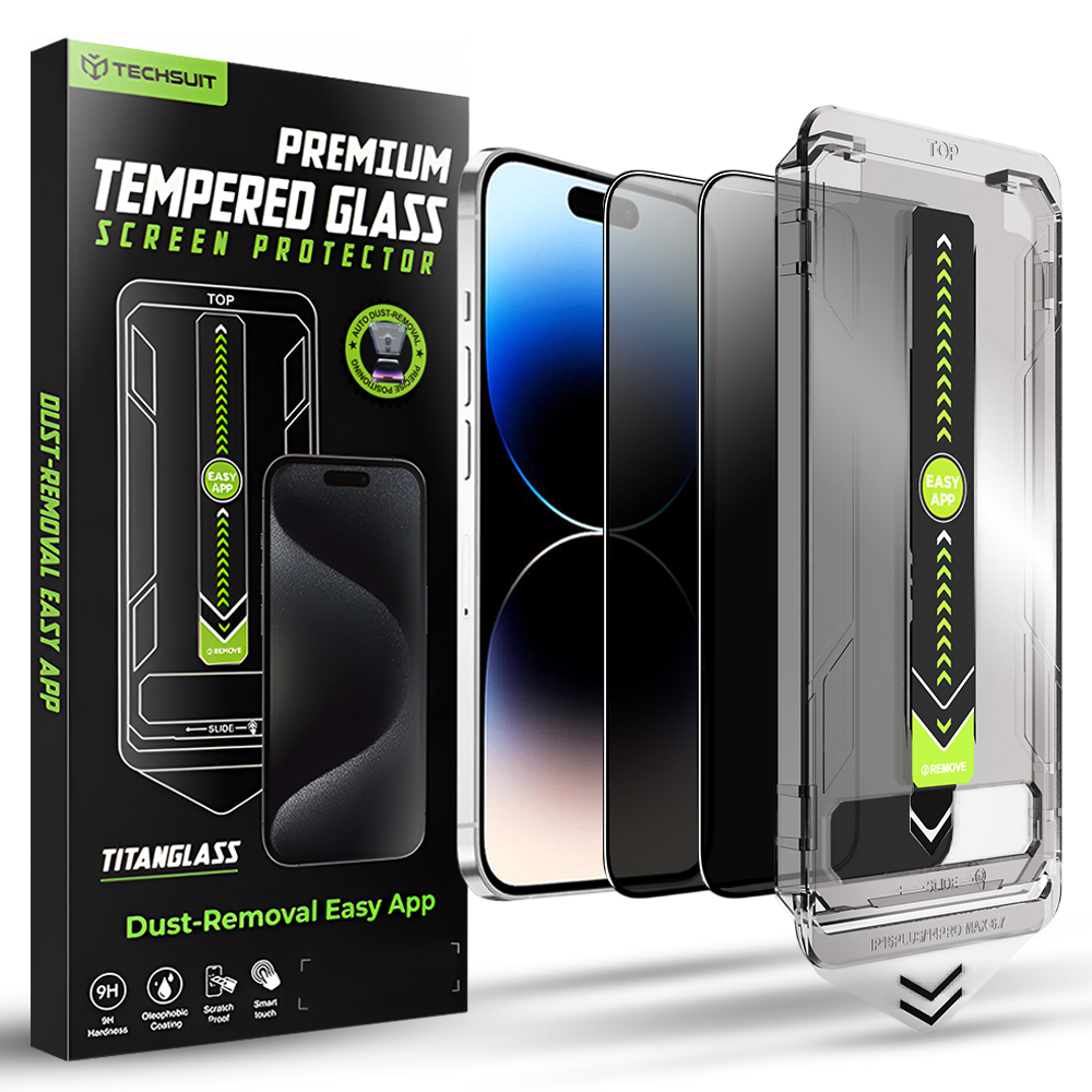 Калъф за iPhone 14 Pro (комплект от 2) - Techsuit TitanGlass FullCover - Поверителност