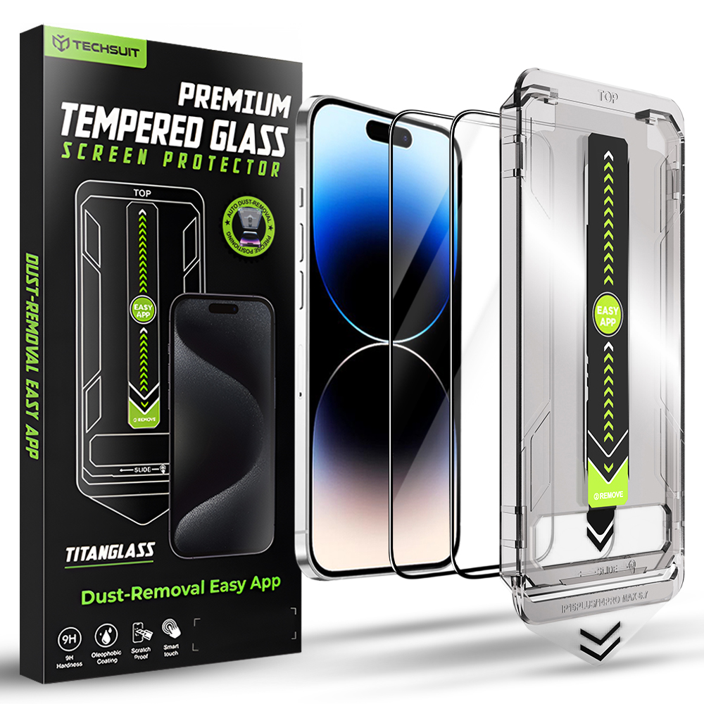 Калъф за iPhone 14 Pro (комплект от 2) - Techsuit TitanGlass FullCover - Черен