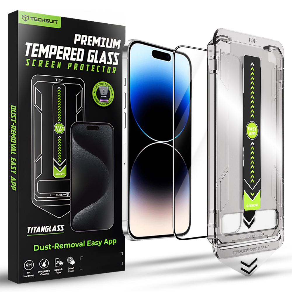 Калъф за iPhone 14 Pro - Techsuit TitanGlass FullCover - Черен