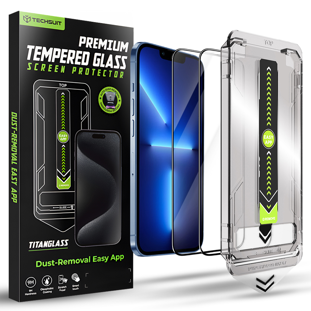 Калъф за iPhone 13 Pro Max / iPhone 14 Plus (комплект 2) - Techsuit TitanGlass FullCover - Черен
