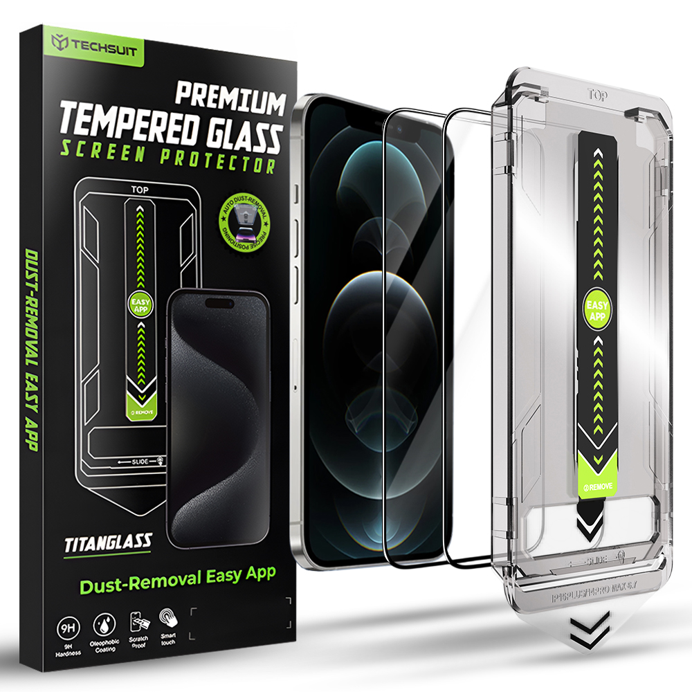 Калъф за iPhone 12 / iPhone 12 Pro (комплект от 2) - Techsuit TitanGlass FullCover - Черен