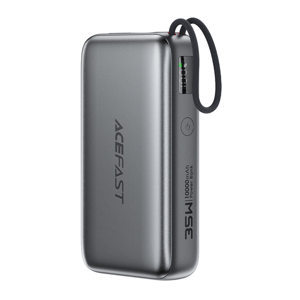 Външна батерия, USB-C, 10000mAh, 35W, кабел - Acefast (M32) - Метално сиво