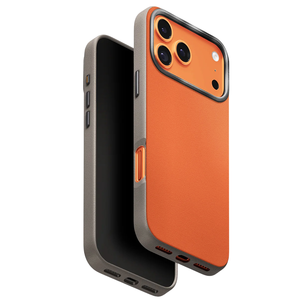 Калъф за iPhone 17 Pro - UNIQ Lyden Leatherette - Оранжев / Бежов