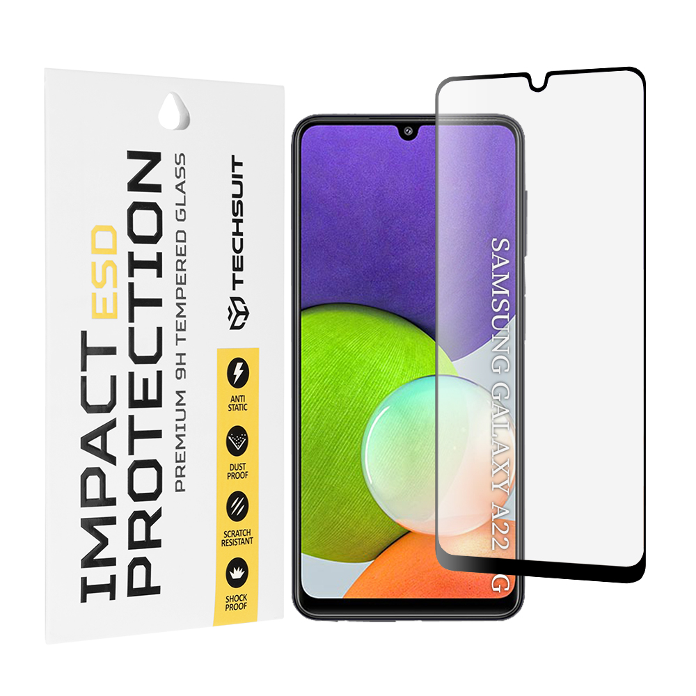 Капак за Samsung Galaxy A22 4G - Techsuit ESD Glass - Черен