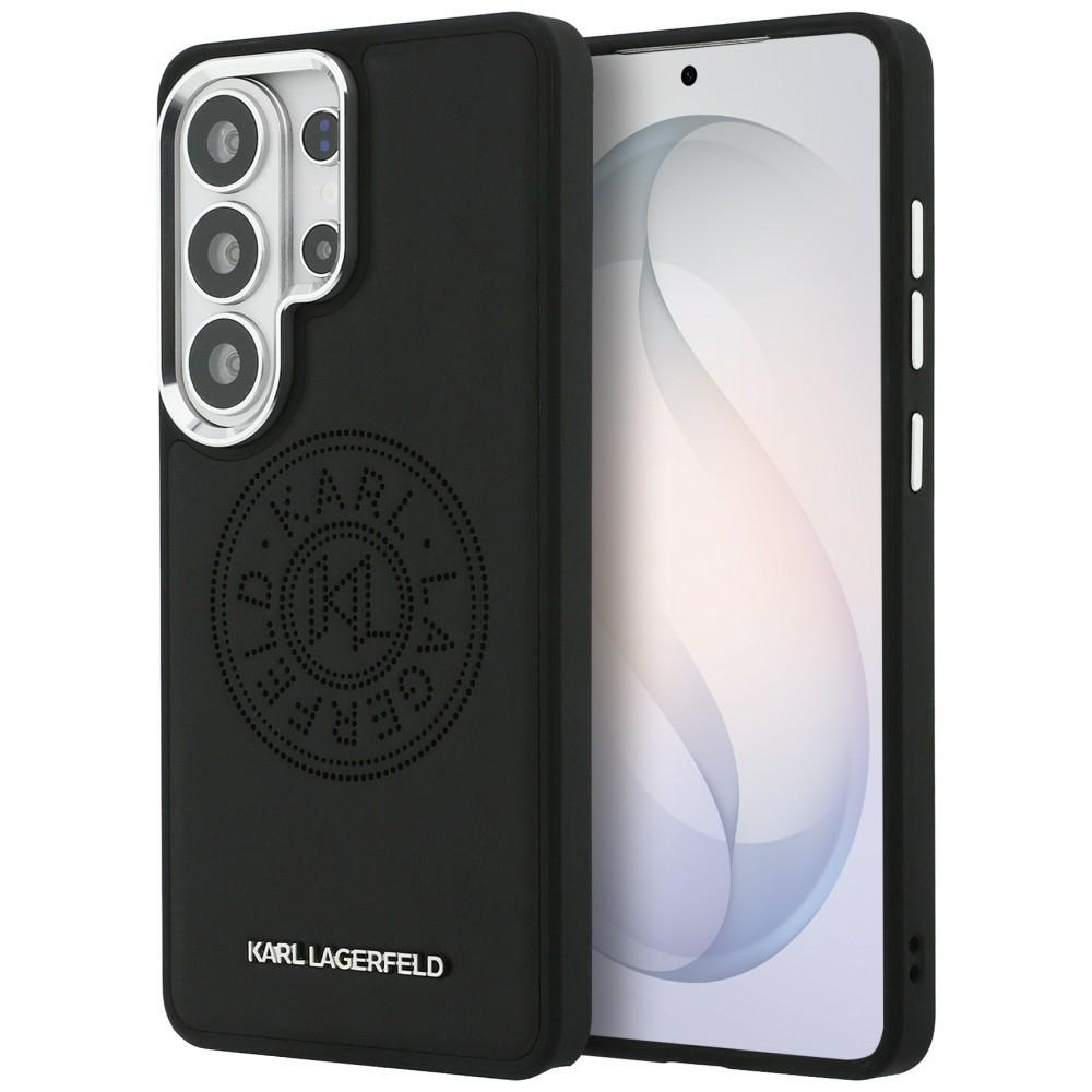 Калъф Samsung Galaxy S26 Ultra - кожена опаковка Karl Lagerfeld с лого Karl Round Point MagSafe (KLHMS26LPSKRPMK) - Черен