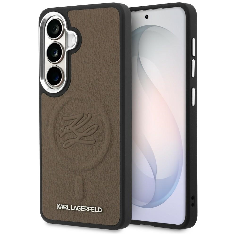 Husa Samsung Galaxy S26 Plus - Karl Lagerfeld Leather with Initial Logo Debossed MagSafe (KLHMS26MPGFKKLRDW) - Кафяв