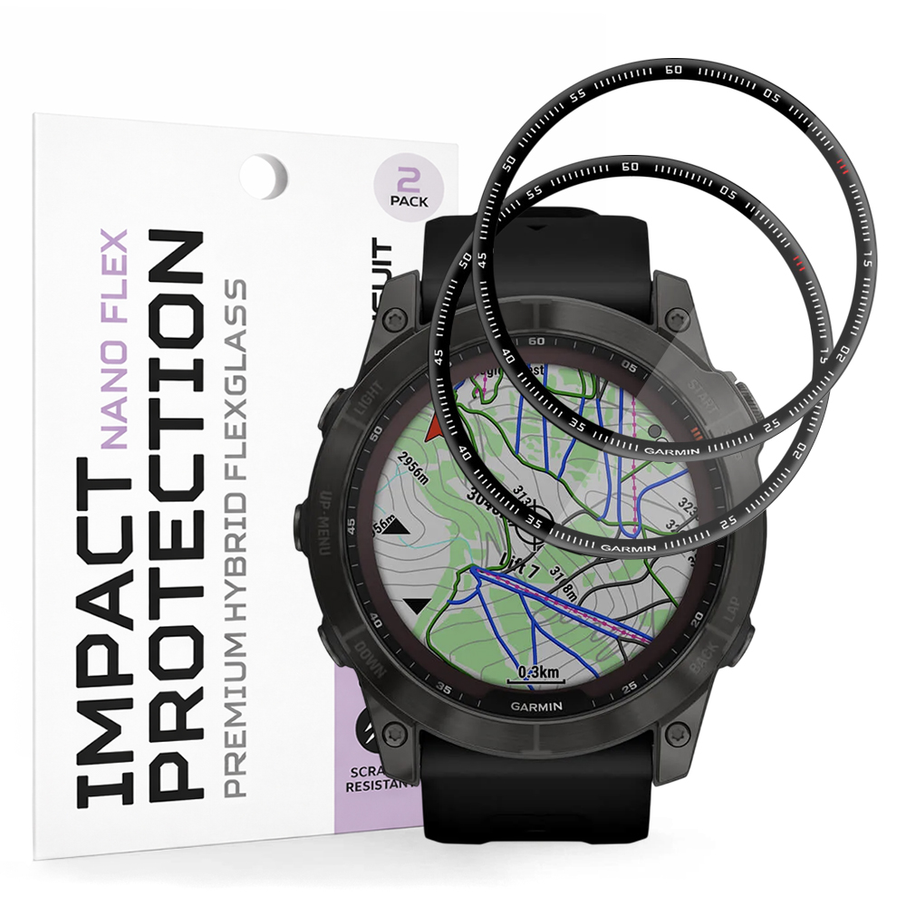 Капак за Garmin Fenix 7X (комплект от 2) - Techsuit Nano Flex - Черен