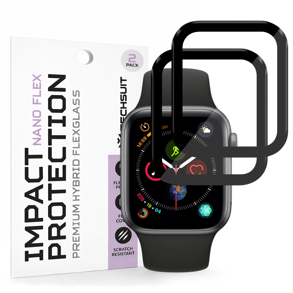 Калъф за Apple Watch 4 / 5 /6 / SE / SE 2 / SE 3 40 мм (комплект 2) - Techsuit Nano Flex - Черен