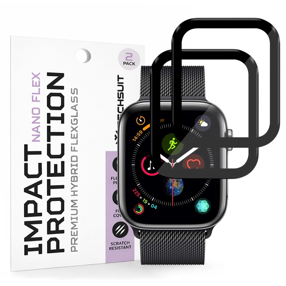 Калъф за Apple Watch 4 / 5 /6 / SE / SE 2 / SE 3 44 мм (комплект 2) - Techsuit Nano Flex - Черен