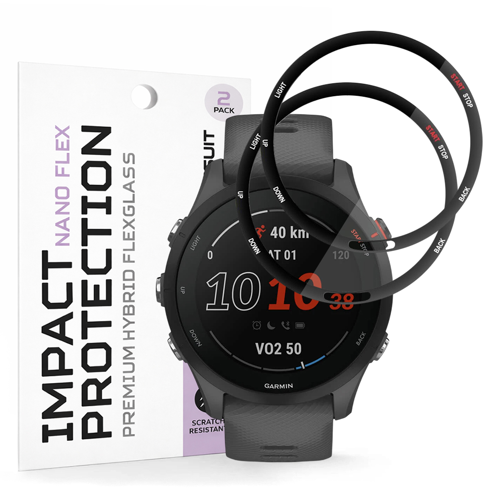 Капак за Garmin Forerunner 255 / Forerunner 255 Music (комплект 2) - Techsuit Nano Flex - Черен