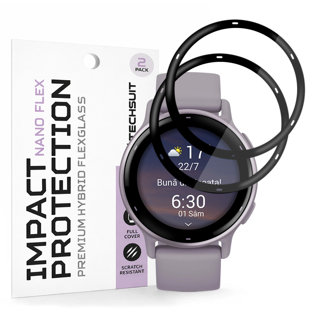 Калъф за Garmin vivoactive 5 (комплект от 2) - Techsuit Nano Flex - Черен