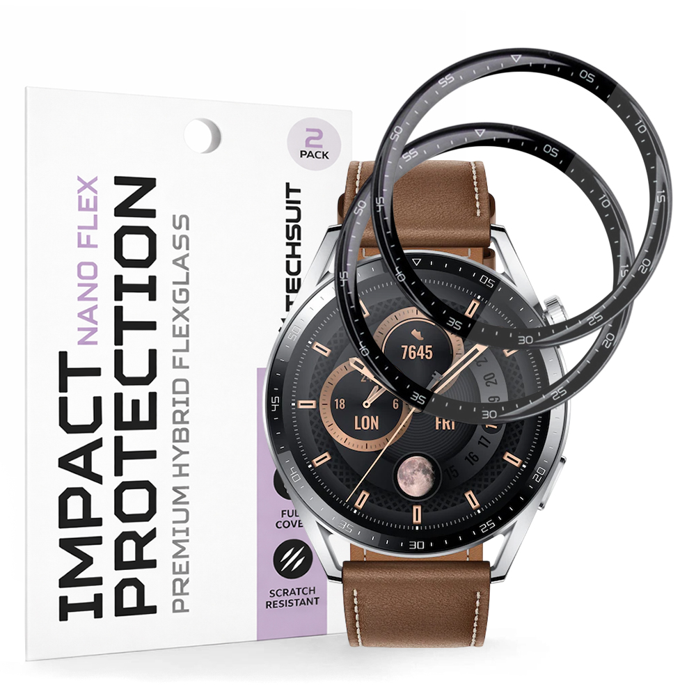 Капак за Huawei Watch GT 3 46mm (комплект 2) - Techsuit Nano Flex - Черен