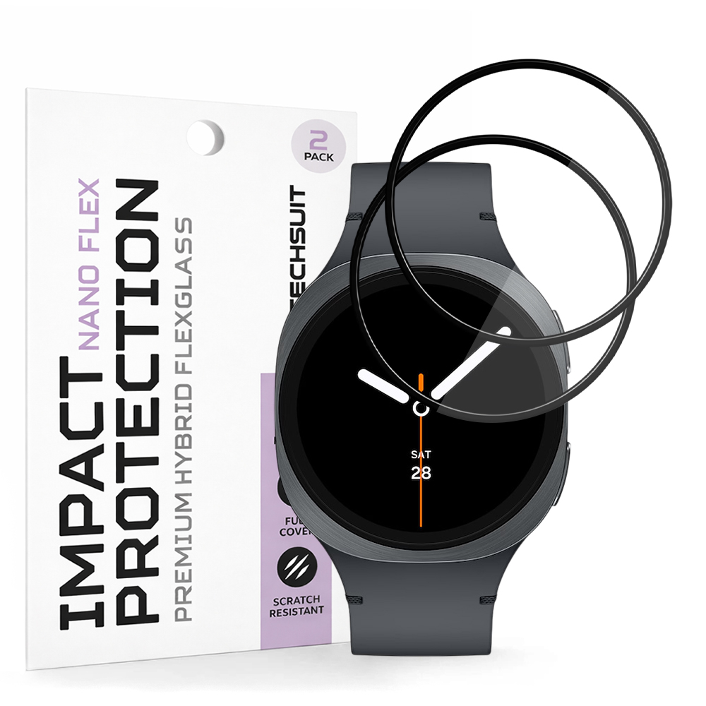 Калъф за Samsung Galaxy Watch8 40mm (комплект 2) - Techsuit Nano Flex - Черен