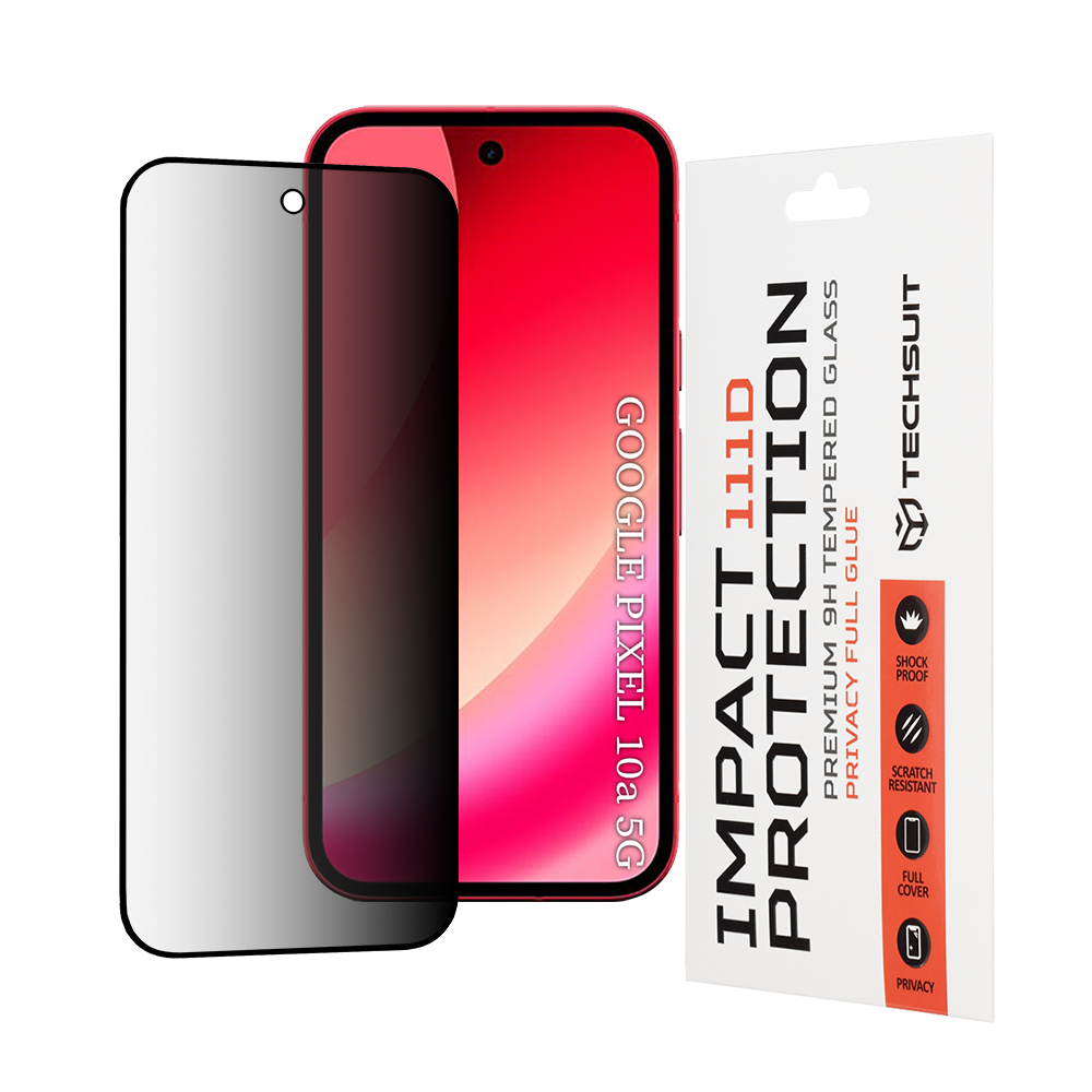 Капак за Google Pixel 10a - Techsuit 111D Privacy Full Glue - Черен