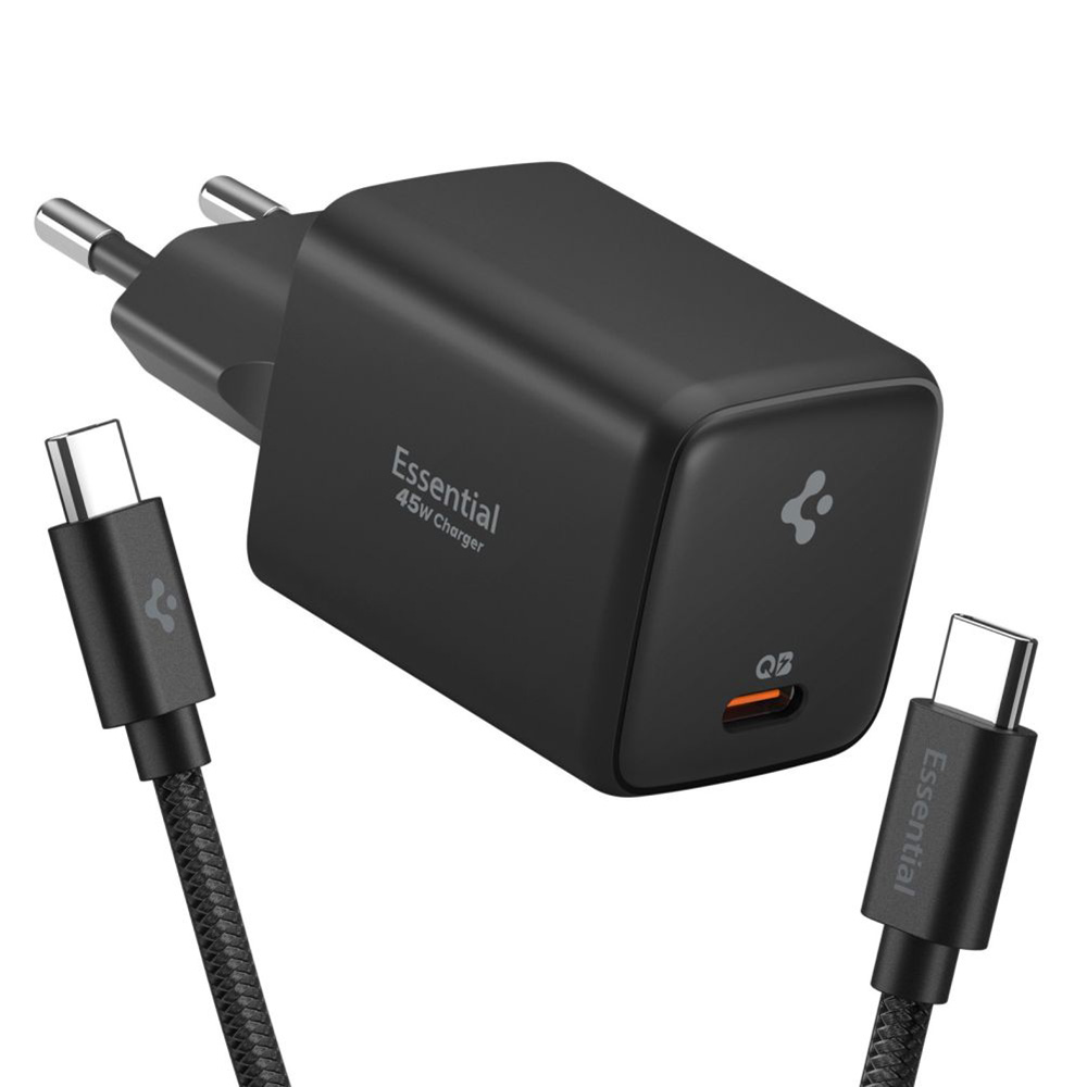 Зарядно за контакт, Type-C, 45W, бързо зареждане, Quantum Boost - Spigen Essential EE451EU (ACH09474) - Черно