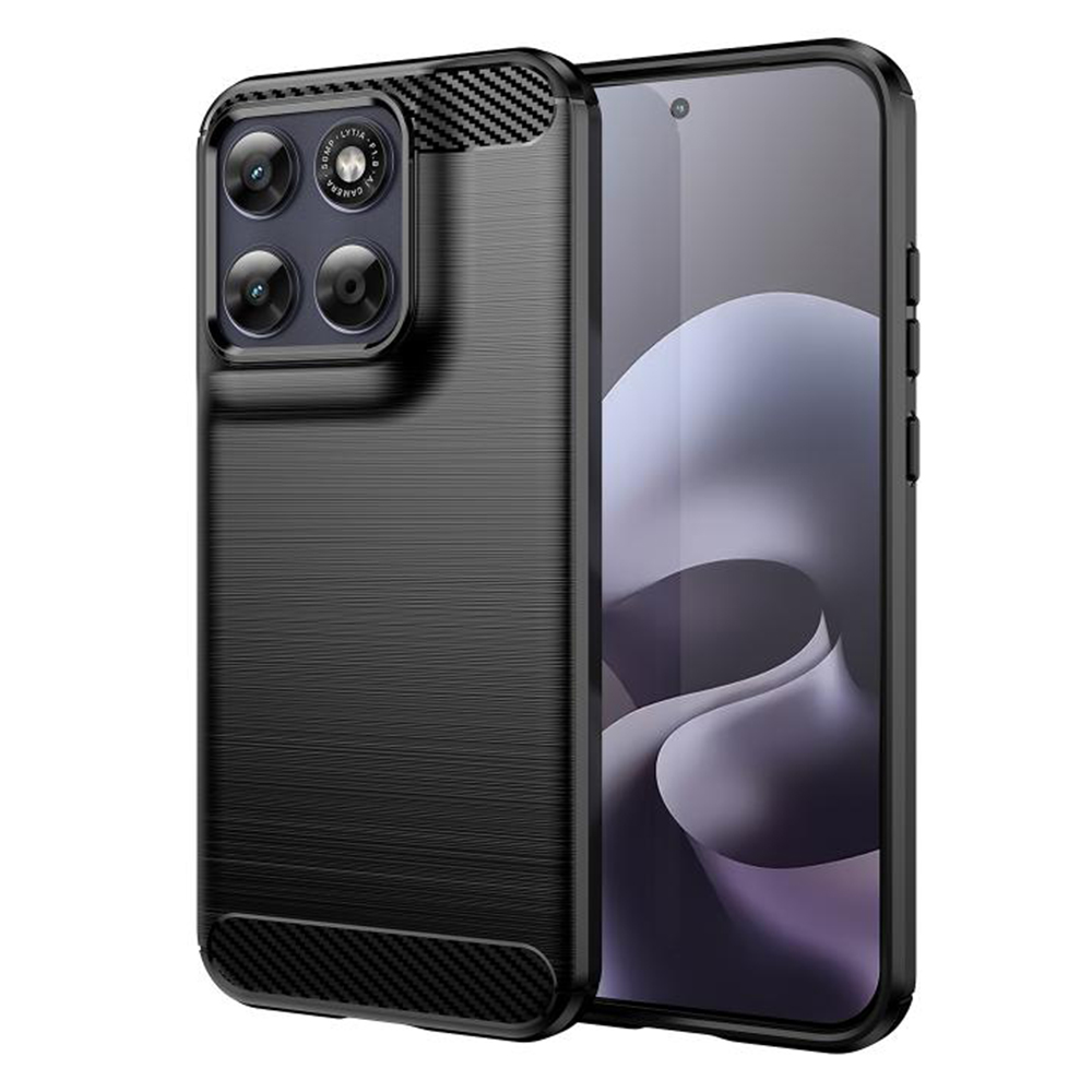 Калъф за Motorola Moto G77 - Techsuit Carbon Silicone - Черен