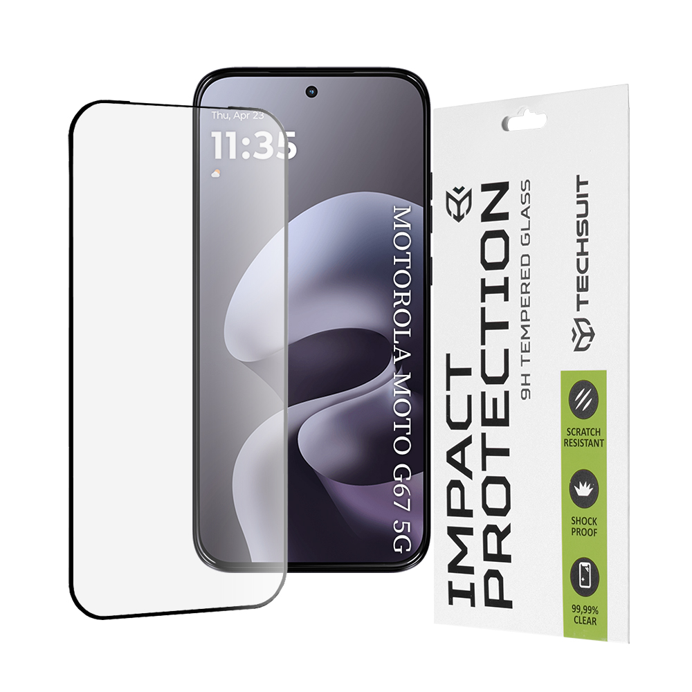 Капак за Motorola Moto G77 / G67 - Techsuit 111D Full Cover / Full Glue Glass - Черен