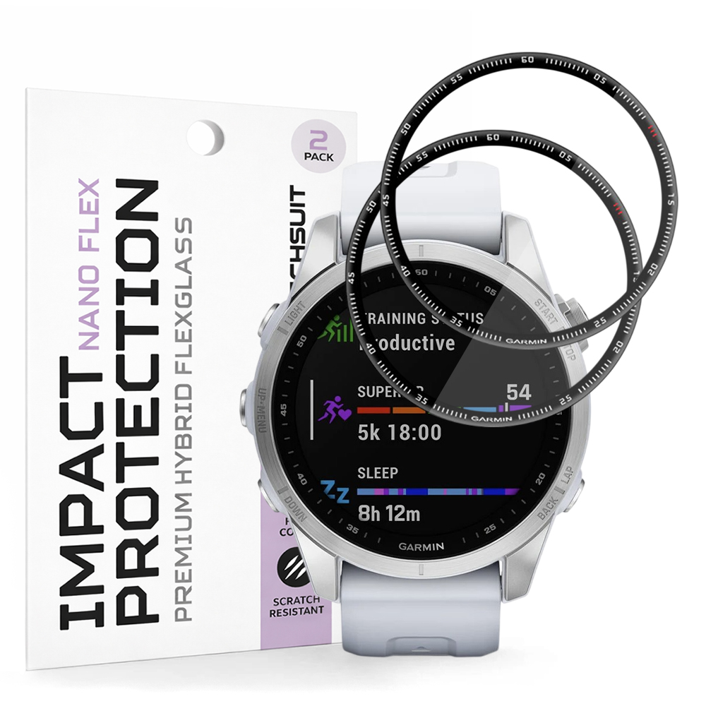 Калъф за Garmin Fenix 7S (комплект от 2) - Techsuit Nano Flex - Черен