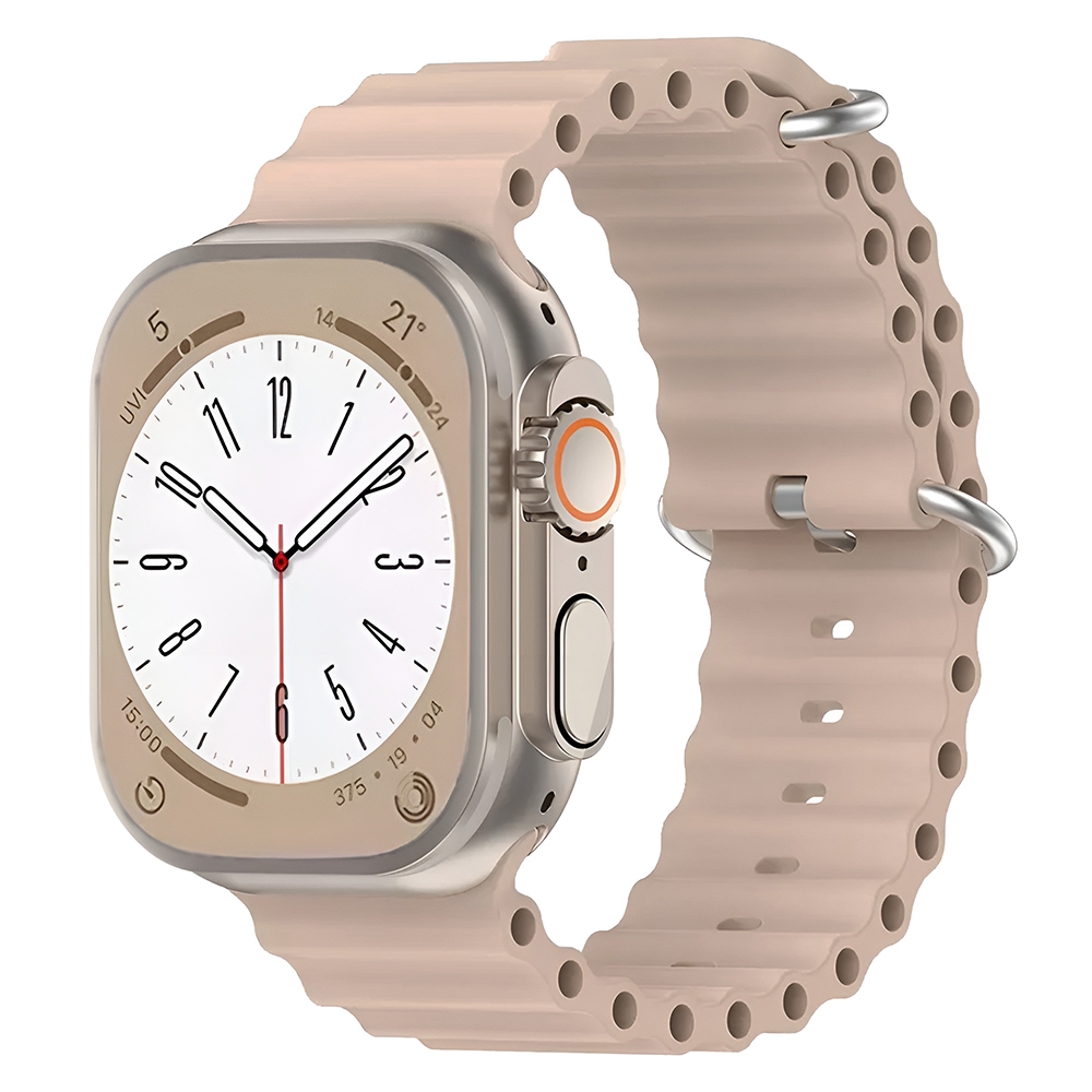 Каишка за Apple Watch 1/2/3/3/4/4/5/5/5/6/6/7/8/7/8/9/9/10/11/SE/SE 2/SE 3/Ultra/Ultra/Ultra 2/Ultra 3 (42/44/45/46/49mm) - Techsuit Watchband (W038) - Светлокафяв