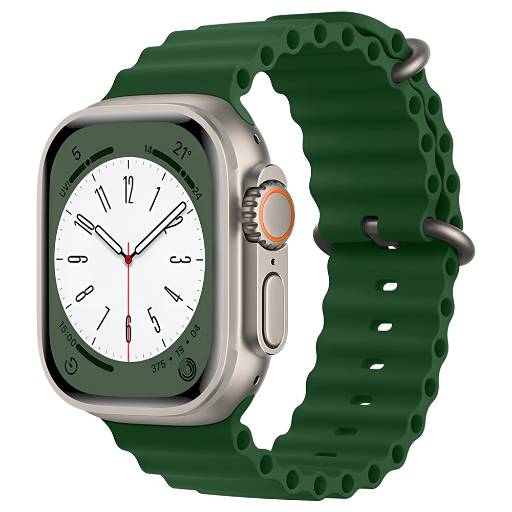 Каишка за Apple Watch 1/2/3/3/4/4/5/5/5/6/6/7/8/7/8/9/9/10/11/SE/SE 2/SE 3/Ultra/Ultra/Ultra 2/Ultra 3 (42/44/45/46/49mm) - Techsuit Каишка за часовник (W038) - Army Зелен