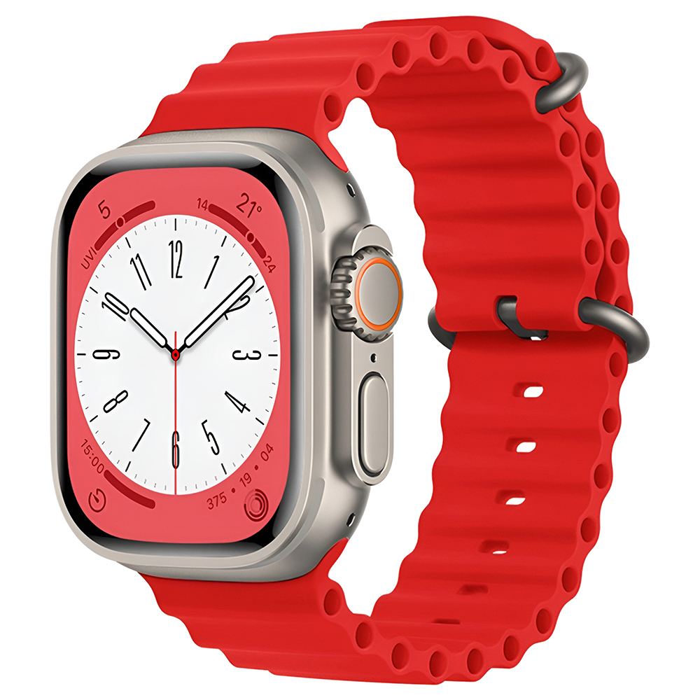 Каишка за Apple Watch 1/2/3/3/4/4/5/5/6/6/7/8/7/8/9/9/10/11/SE/SE 2/SE 3/Ultra/Ultra 2/Ultra 3 (42/44/45/46/49 мм) - Каишка за часовник Techsuit (W038) - Червен