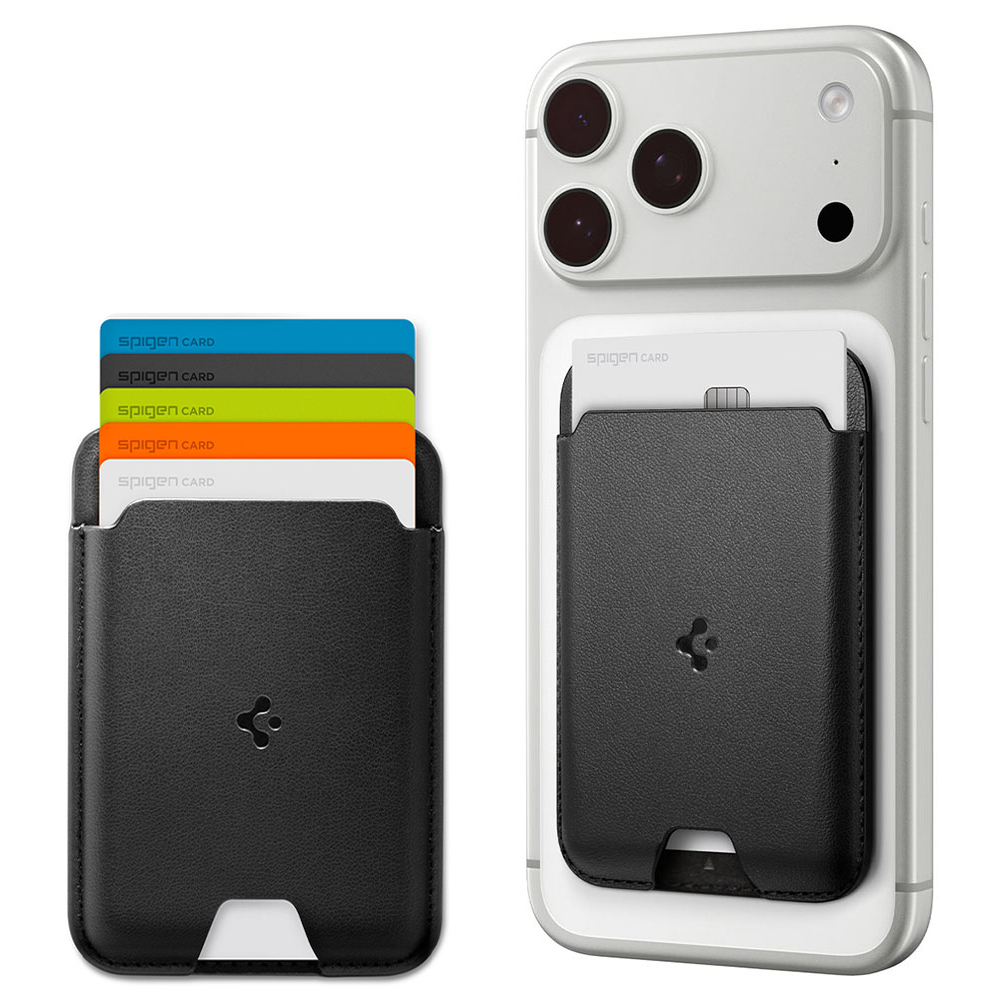Магнитен портфейл за 5 карти - Spigen Valentinus MagFit (AFA11337) - Черен
