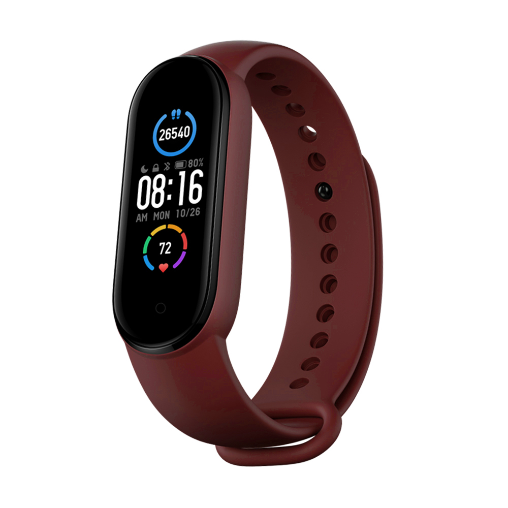 Каишка за Xiaomi Mi Band 5 / 5 NFC / 6 / 6 NFC / Amazfit Band 5 - Techsuit Watchband (W013) - тъмно червен